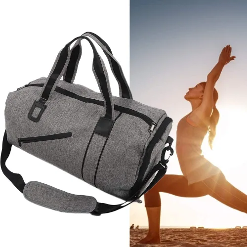 Vista 4 de Pequeña bolsa de gimnasio plegable Cilindro Fitness Bolsa de hombro, #2