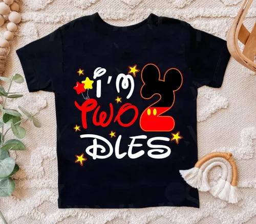 Vista 4 de Conjunto de Camiseta de Mickey "Soy Twodles Segundo Cumpleaños" Regalo de 2do Cumpleaños