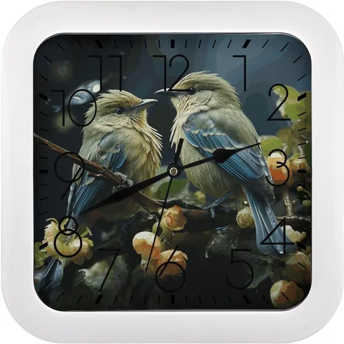 Vista 11 de 10" Square Modern Wall Clock,Animal Feathers Print Kitchen Clocks Wall Battery Operated,Silent Non Ticking Unique Funny Cute Wall Clock for Living