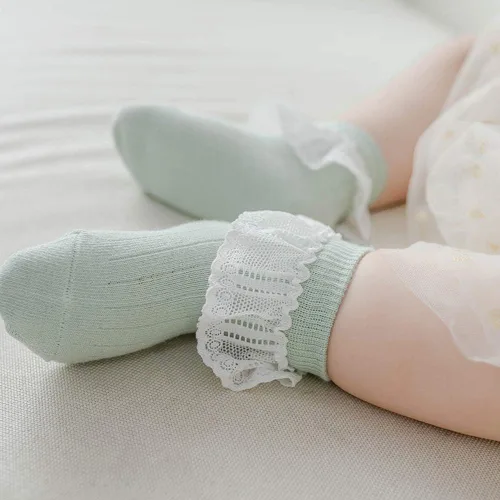 Vista 5 de QandSweet Calcetines de encaje para niñas recién nacidas para bebés y niños pequeños