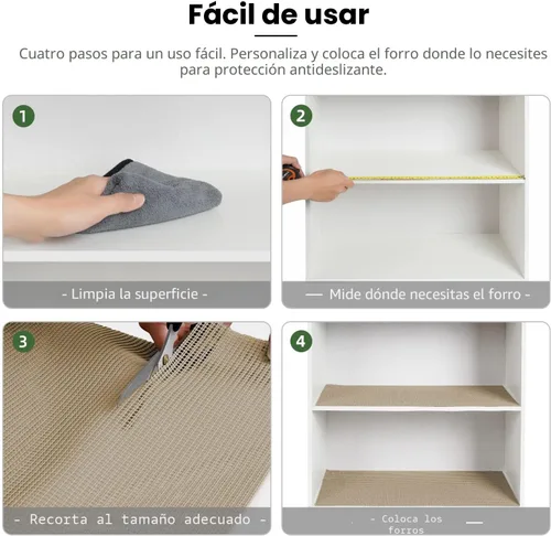 Vista 6 de BAGAIL Forro para Cajones y Estantes, 12 pulgadas X 10 pies Forros de Estantes No Adhesivos para Gabinetes de Cocina, Forros Gruesos de Agarre