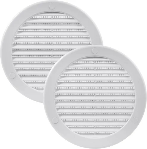 Vista 23 de Vent Systems Cubierta de ventilación blanca Soffit de 4 pulgadas (dimensiones de apertura), rejilla de ventilación redonda de plástico, pantalla