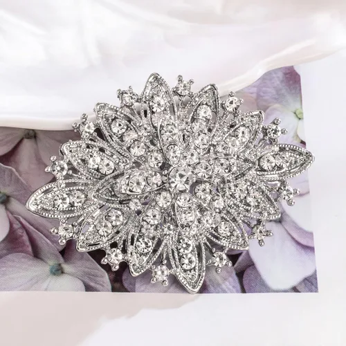 Vista 5 de Broche de diamantes de imitación de cristal Art Deco vintage para mujer