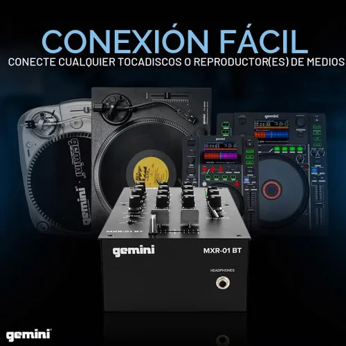 Vista 7 de Gemini Mezclador DJ Bluetooth de 2 canales, curva Crossfader (MXR-01BT)