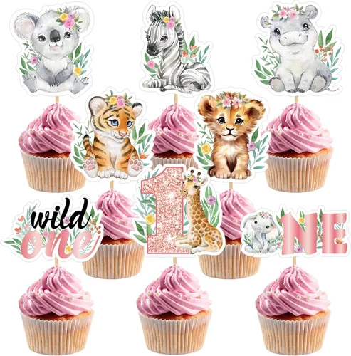 Vista 8 de Weecent 48 piezas de decoración de cupcakes de animales de granja para el primer cumpleaños, decoración de granero con temática de granero