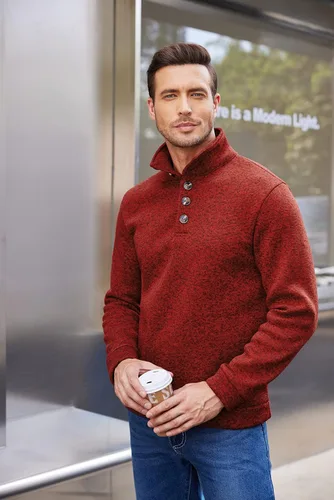Vista 2 de COOFANDY Sudadera térmica de punto casual para hombre