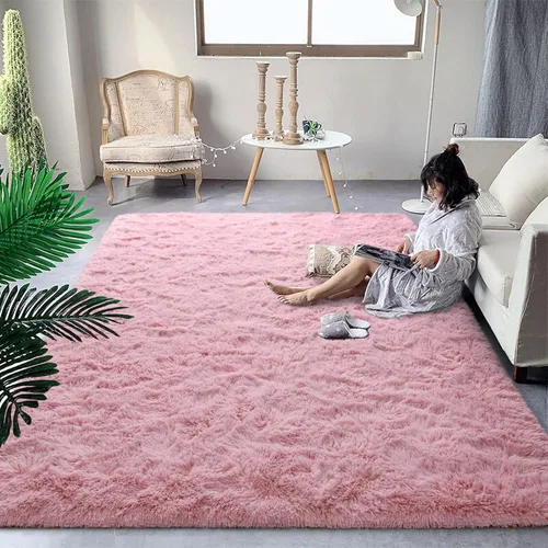 Vista 26 de DweIke Alfombras de pasillo beige esponjosas para dormitorio, 2 x 6 pies, alfombra larga de felpa suave para niñas y niños, antideslizante y lavable