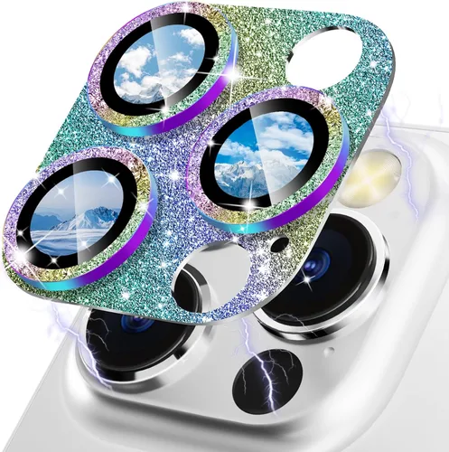 Vista 15 de CloudValley Protector de lente de cámara para iPhone 14 Pro/iPhone 14 Pro Max, vidrio templado 9H metal aluminio [diseño todo en 1], compatible
