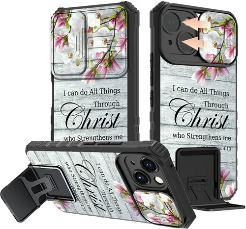 Vista 66 de Rossy Funda para iPhone 14 2022, para iPhone 14 con funda deslizante para cámara deslizante, soporte integrado, doble capa híbrida, a prueba de 1-37