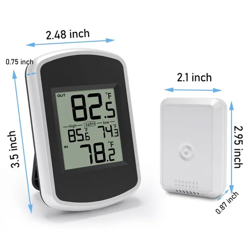 Vista 4 de Urageuxy Termómetro inalámbrico para interiores y exteriores, monitor digital de temperatura interior y exterior para invernadero y habitación