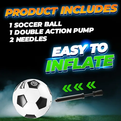 Vista 6 de PlayBolt Soccer Ball Size 3 with Pump - Black & White Training Practice & Match Ball for Kids (Pack of 1 or 4)