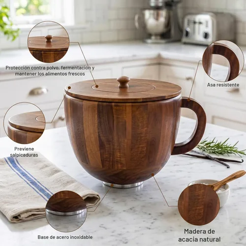Vista 4 de Tazón de madera compatible con mezclador KitchenAid de 4.5 a 5 cuartos
