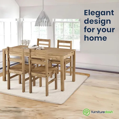 Vista 3 de Furniture Dash Silla de comedor de madera maciza, juego de 2, silla de cocina sin brazos de granja con respaldo de escalera, ideal para sala