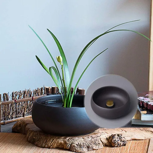 Vista 2 de Oumefar Arreglo floral Decoración Fijación Herramienta Set Flor Kenzan Hierro Alambre Tijera Ikebana Kenzan Japonés Flor Titular Cinta Kenzan