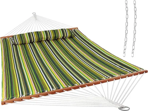 Vista 16 de Sunnydaze Hamaca Acolchada para Exteriores con Barras Separadoras - Hamaca Doble de Servicio Pesado con Capacidad de 450 Libras para Exteriores