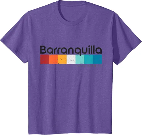 Vista 60 de Barranquilla Colombia - Camiseta de diseño vintage de estilo retro, Blanco, S