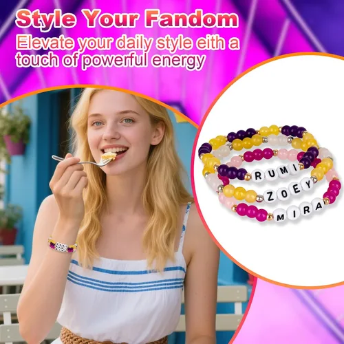 Vista 7 de for Kpop toys Huntrix Merch Bracelets Sets, for Rumi Mira Zoey Fans Cosplay Gifts Outfit Accessories Friendship Jewelry for Women