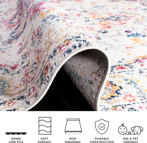Vista 9 de Safavieh MAD603R - Tapete cuadrado con diseño de medallón oriental desgastado, copo de nieve, colección Madison, no suelta pelos, sala de estar