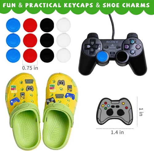 Vista 4 de Bluegogo 146 piezas de recuerdos de fiesta de videojuegos: pases VIP, llaveros, calcomanías de tatuaje, colgantes de zapatos, gorras con botones