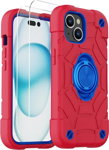 Vista 43 de KCJ Funda para iPhone SE 2022/2020, iPhone 8/7/6/6S, con [2×Protectores de Pantalla][Soporte de Anillo] Silicona Suave+PC Duro Protección Completa