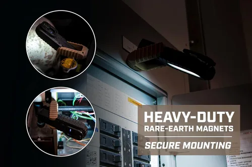 Vista 4 de Spec Ops Tools - Luz de trabajo LED recargable para construcción y uso en el lugar de trabajo, base impermeable y magnética con gancho y 3 modos