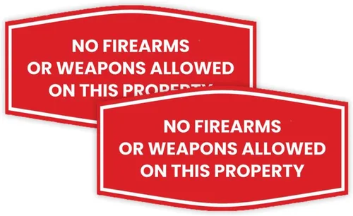 Vista 29 de Fancy No Firearms or Weapons On This Property Sign (Negro/Plata) - Mediano