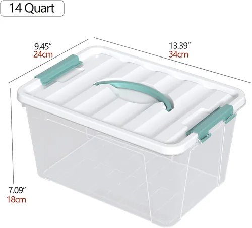 Vista 2 de 8 paquetes de contenedores de almacenamiento de plástico con tapas, caja de almacenamiento transparente, 14 cuartos de galón