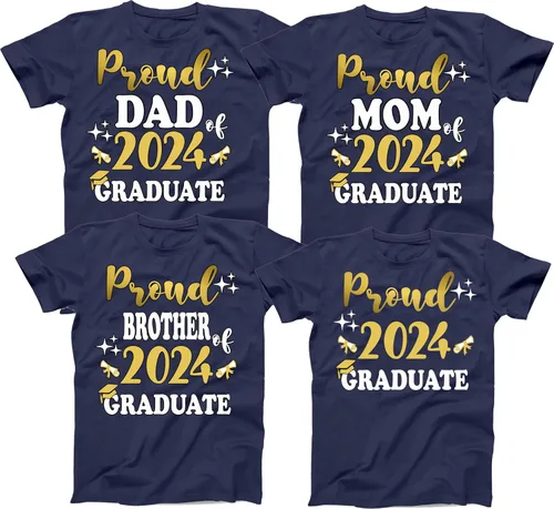 Vista 4 de Grad Shirts, Senior Class of 2025, Graduation Class of 2025 Gold Family Proud MOM DAD Graduate Tees Custom T-Shirt.