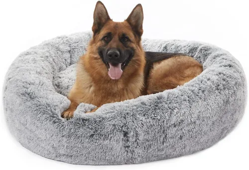 Vista 17 de Bedfolks Cama calmante en forma de dona, camas redondas y esponjosas de 23 pulgadas para perros pequeños, lavable a máquina, antiansiedad, cama