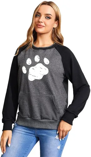 Vista 7 de Camiseta de manga larga para mujer, diseño de pata de cachorro