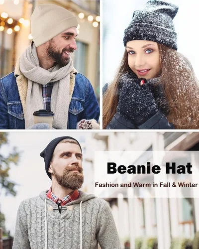 Vista 5 de Gorro de lana con forro de satén para mujer, gorro de invierno cálido para mujeres y hombres, suave forro de seda, gorro de calavera