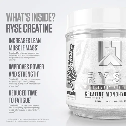 Vista 4 de RYSE - Polvo de monohidrato de creatina, sin sabor, apoya el crecimiento muscular magro de hombres y mujeres, la fuerza, la potencia