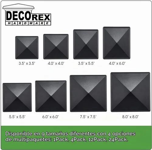 Vista 8 de Tapa de poste de pirámide de aluminio de 3.5 x 3.5 pulgadas para postes estándar de 4 x 4 (real 3.5 x 3.5 pulgadas), fundido de alta resistencia