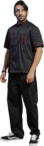Vista 5 de TOPTIE - Chaqueta de chef de manga corta unisex