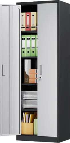 Vista 9 de Aobabo 24" W Metal Storage Cabinet with Locking Doors and Adjustable Shelves,Black
