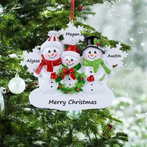 Vista 2 de Adornos de Navidad personalizados con diseño de muñeco de nieve, decoración de árbol de Navidad, regalos de reunión familiar para nietos, abuelos