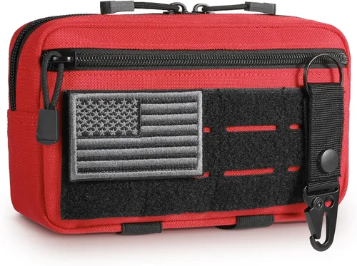 Vista 13 de FRTKK - Funda táctica Molle Admin Pouch Utility de corte láser EDC, bolsa de herramientas, fundas modulares horizontales, incluye parche
