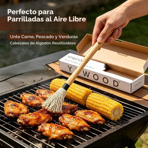 Vista 9 de YFWOOD Cepillos de salsa de fregona de barbacoa de 18 pulgadas Cepillo de Cepillo para mopa de barbacoa