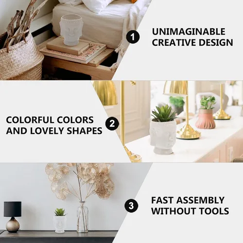 Vista 9 de Happyyami Maceta de cerámica para plantas de interior, diseño de estatua de Buda para decoración del hogar, 1 ud