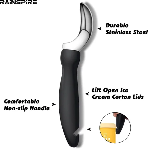 Vista 3 de Rainspire Cuchara de helado de acero inoxidable con mango cómodo, cuchara para helado resistente, pala para helado, ideal para cucharas de helado