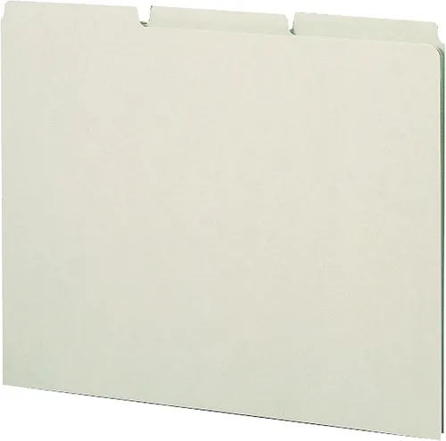 Vista 2 de Smead Guías de cartón prensado, pestaña de corte 1/3 (en blanco), tamaño carta, gris/verde, 100 por caja (50334)