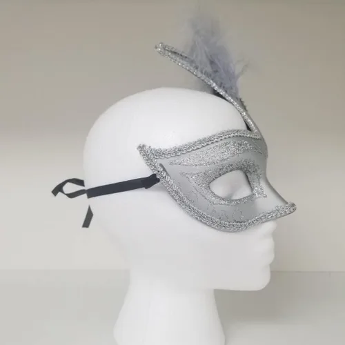 Vista 3 de Máscara de Halloween para fiestas, mezcla de colores (RHINESTONES NEGRO y plateado) para adultos