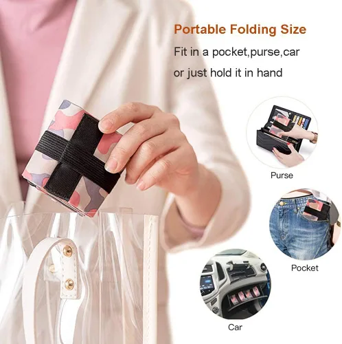 Vista 4 de Bolsas de comestibles reutilizables, bolsas de compras plegables, bolsa de gran capacidad para almacenamiento, impermeable, duradera, ecológica