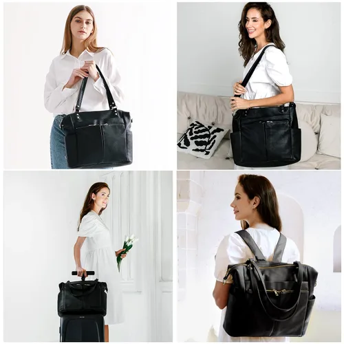 Vista 9 de MOMINSIDE Bolsa de pañales, bolsa de pañales, bolsas organizadoras Mominside de cuero para pañales mochila para mamá papá, bolsa grande de pañales