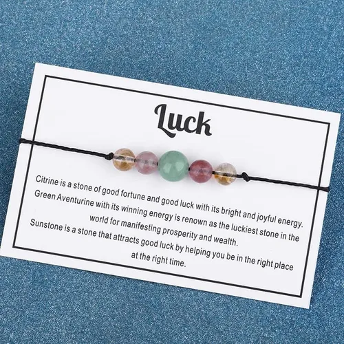 Vista 3 de COLORFUL BLING Pulsera de cuentas de cristal de piedra curativa natural con tarjeta significativa para mujeres y hombres, ansiedad espiritual Reiki