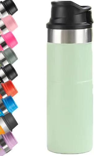 Vista 5 de Taza de viaje con acción de gatillo de acero inoxidable Taza de viaje de 17oz Botella de agua Thermos Taza de viaje con vacío Taza de café de acero