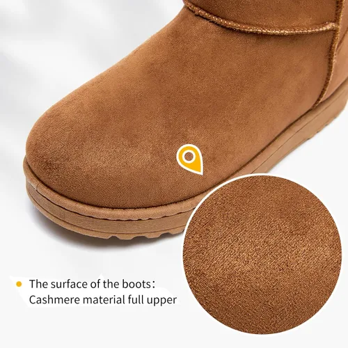 Vista 2 de FINIWOR Botas de nieve de invierno para mujer, botas clásicas de media pantorrilla, con forro de piel, botas cálidas