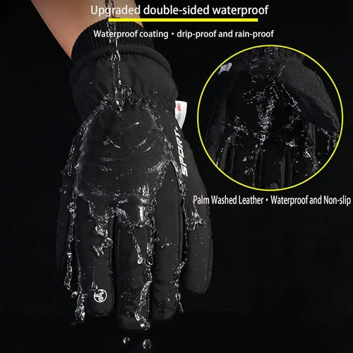 Vista 4 de Guantes de invierno hombres mujeres corriendo pantalla táctil guantes impermeable a prueba de viento frío cálido montar esquí escalada bicicleta