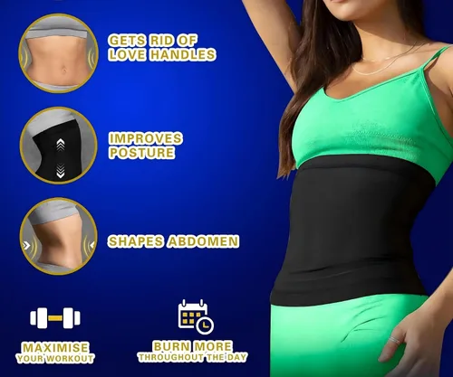 Vista 2 de Faja reductora de cintura para mujeres, Cinturón entrenador de cintura, Cinturón de sauna, Moldeador de cintura sin neopreno, Cinturón adelgazante
