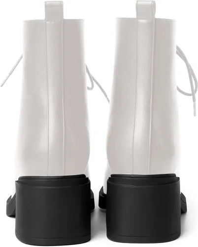 Vista 115 de ROSERWISH Botas altas de tacón bajo y grueso para mujer, con cordones, cómodas, modernas, con puntera redonda, de 2.5 pulgadas